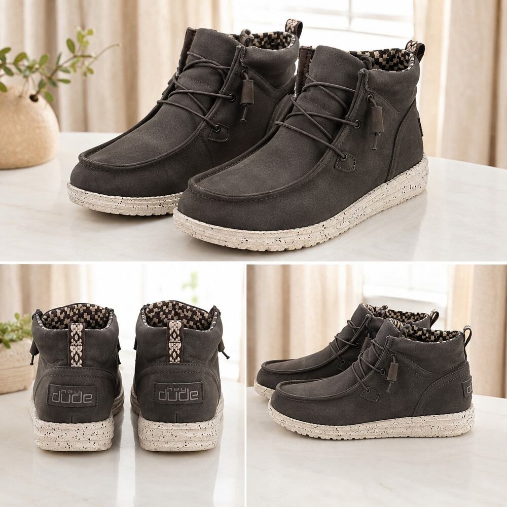 HEYDUDE Lea Women’s Size 8 Coffee Brown Ankle Boots Moc Toe Lightweight Chukka